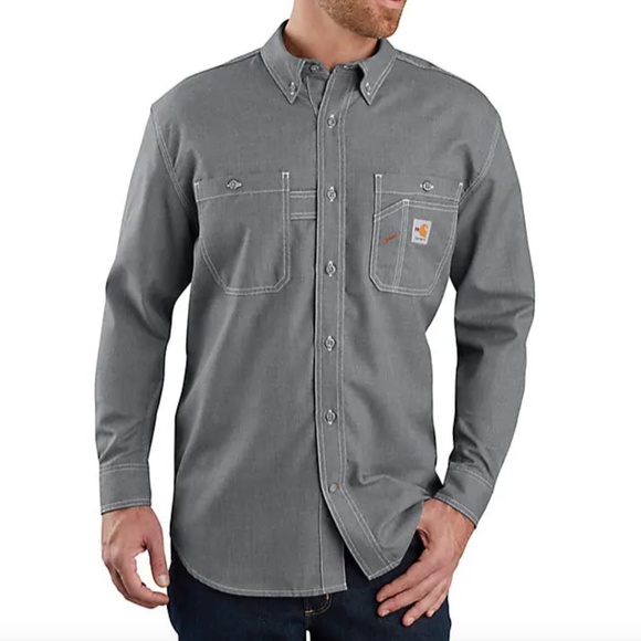 BNWT FLAME-RESISTANT CARHARTT LOOSE FIT LONG-SLEEVE BUTTON-FRONT SHIRT SIZE L - Picture 1 of 13